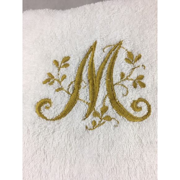Martex Initial M Monogrammed 4-Piece White Bath Towel Set USA Made Vintage - Picture 2 of 3